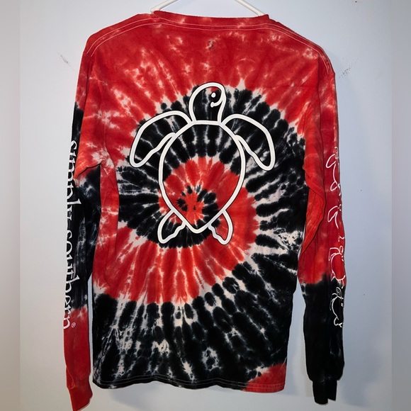 Simply Southern Collection Red and Black Tie Dye Turtle Graphic Long Sleeve - Picture 3 of 6